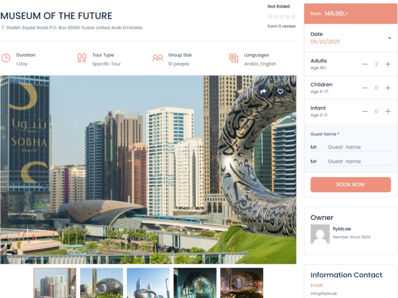 FlyBB UAE travel booking interface preview